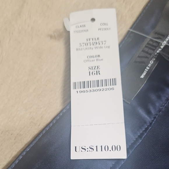 White House Black Market Belted Utility Officer Blue Wide-Leg Pants - Picture 2 of 12